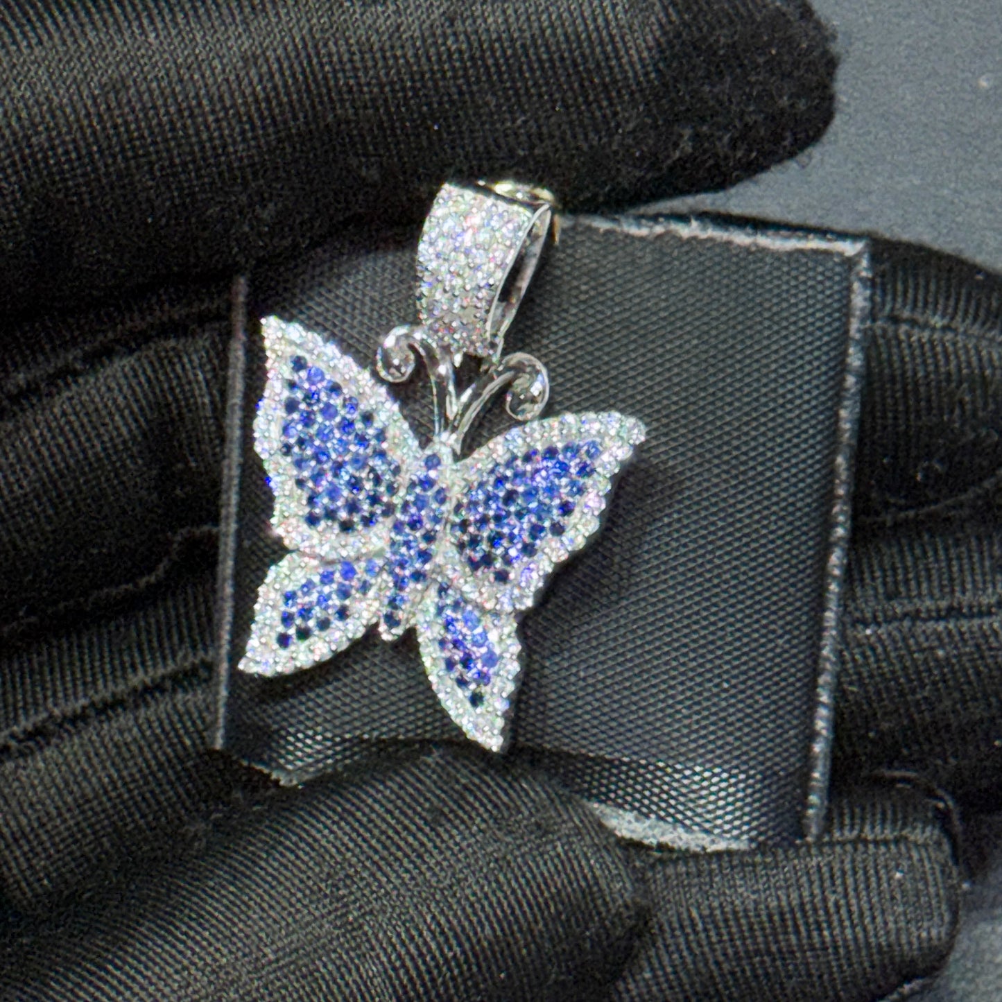 14K Gold Diamond & Gemstone Butterfly Pendant – Purple, Pink & Blue Options