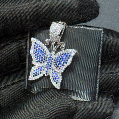 14K Gold Diamond & Gemstone Butterfly Pendant – Purple, Pink & Blue Options