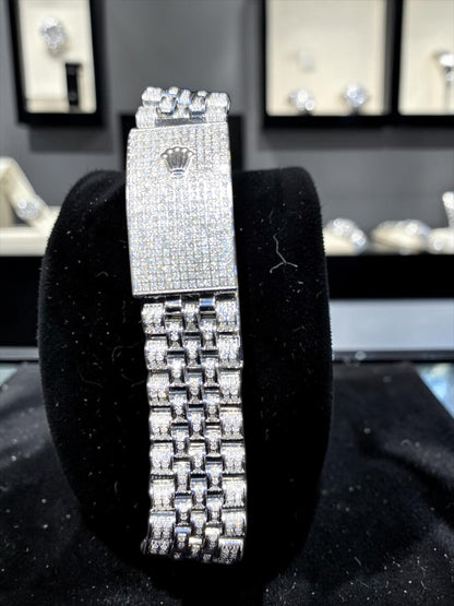 Rolex Diamond Datejust Watch – Fully Iced Bracelet & Bezel (Multiple Dial Options)