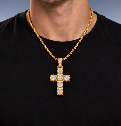 10K Yellow Gold Diamond Cross Pendant