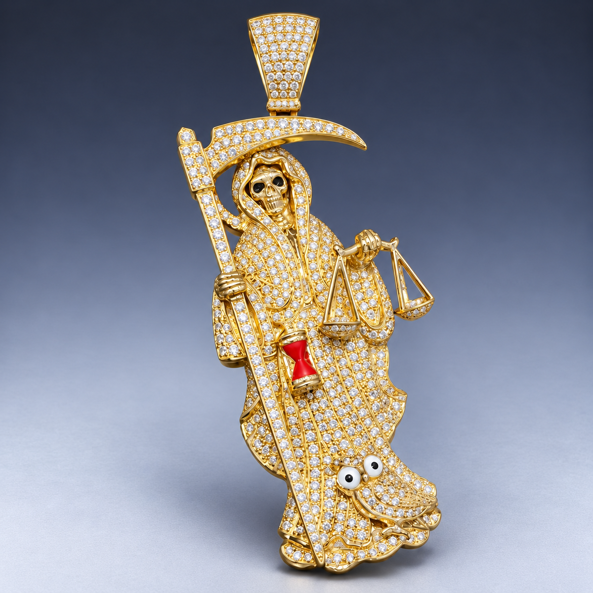 3” 10K Yellow Gold & Natural Diamond Reaper Pendant