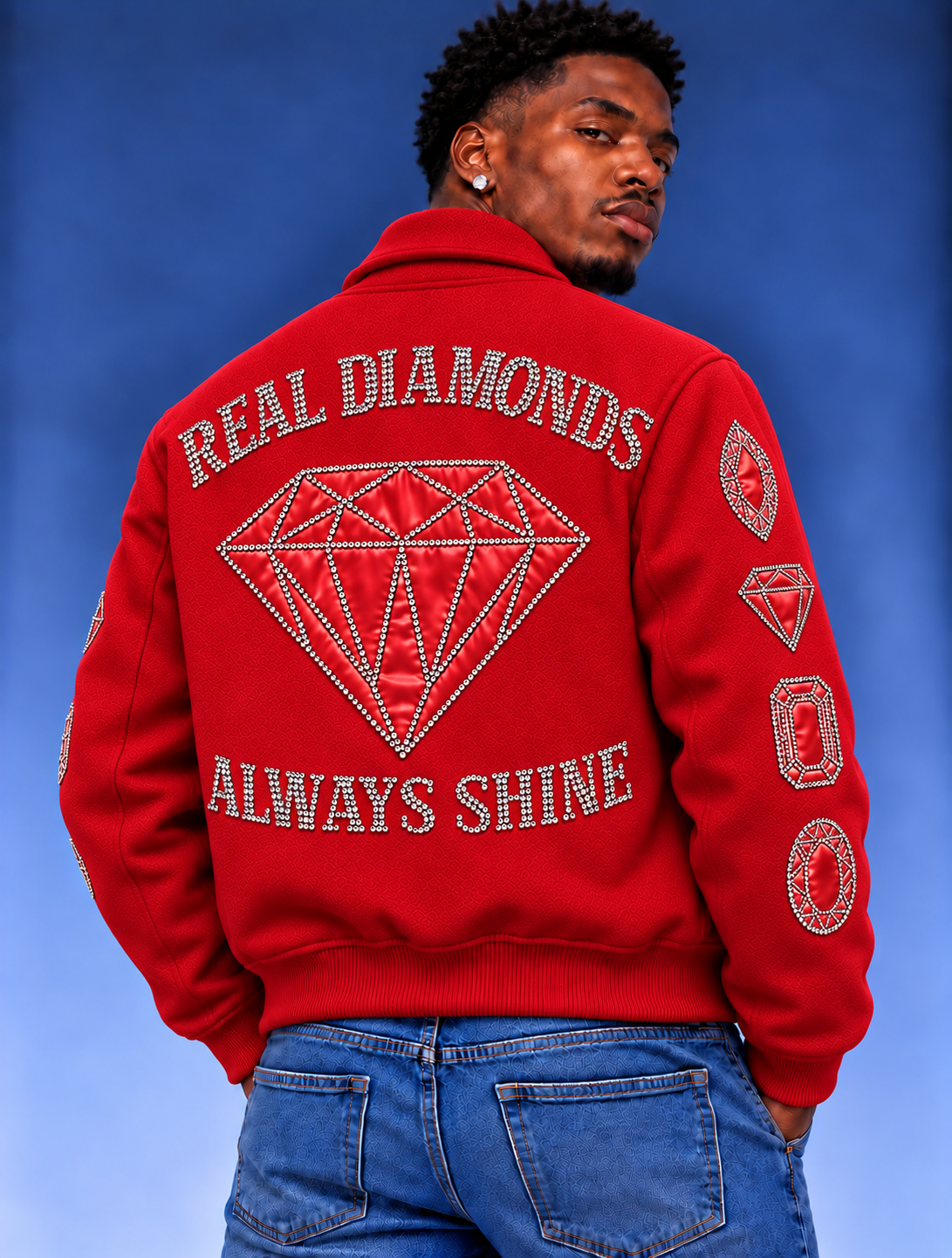 “Real Diamonds Always Shine™ Luxury Men’s Wool Jacket | Limited Edition