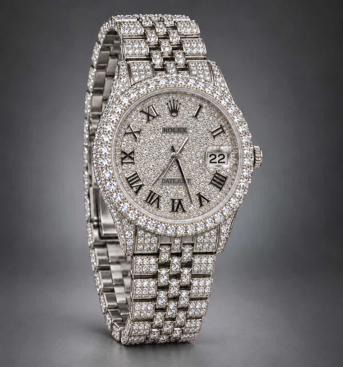 Rolex Datejust 36MM Fully Iced Out – Custom Diamonds on Dial, Bezel & Bracelet – Full Set