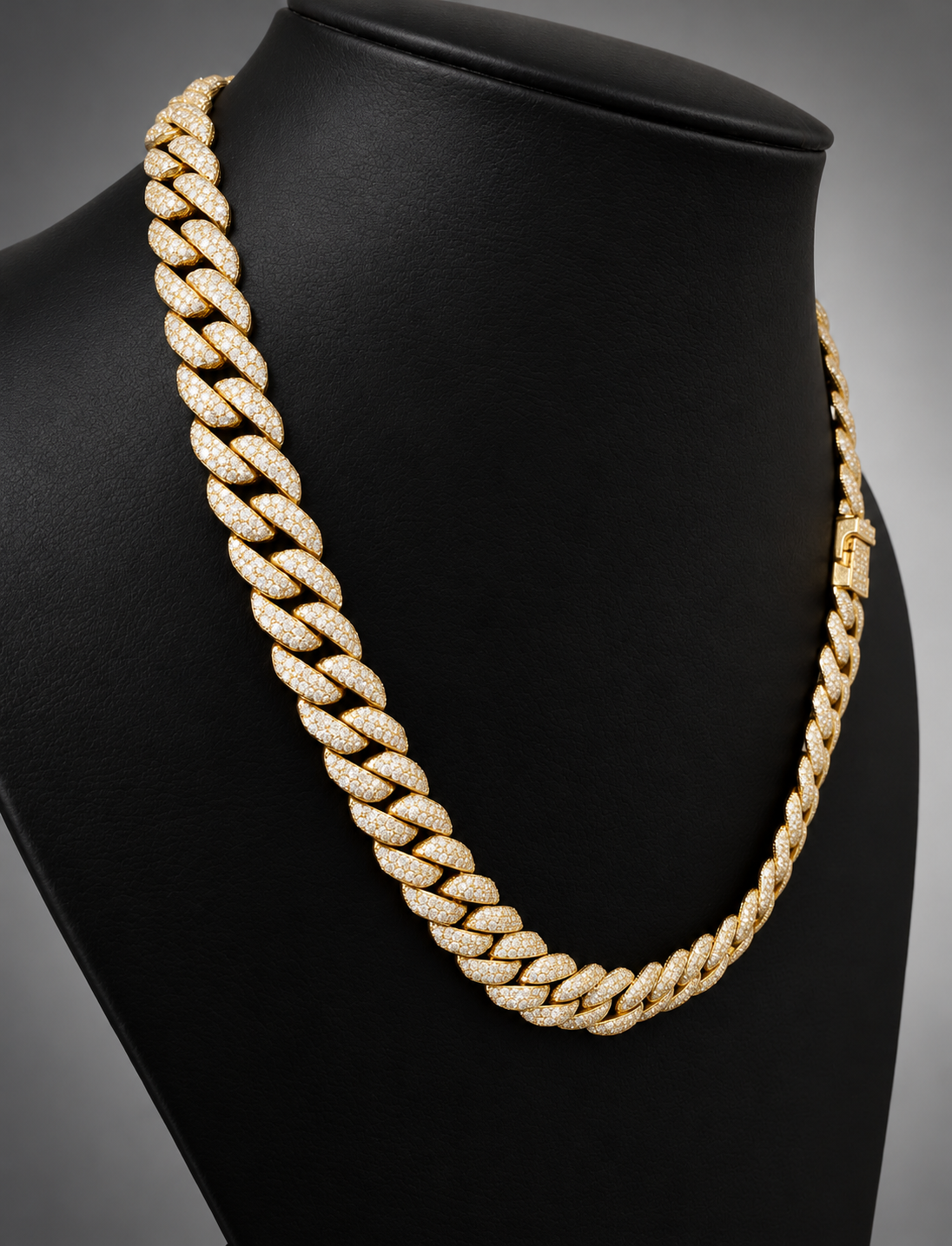 Natural Diamond Cuban Link Chain – Approx. 18.00 CTW – 14K Yellow Gold 20 Inches