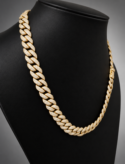 Natural Diamond Cuban Link Chain – Approx. 18.00 CTW – 14K Yellow Gold 20 Inches