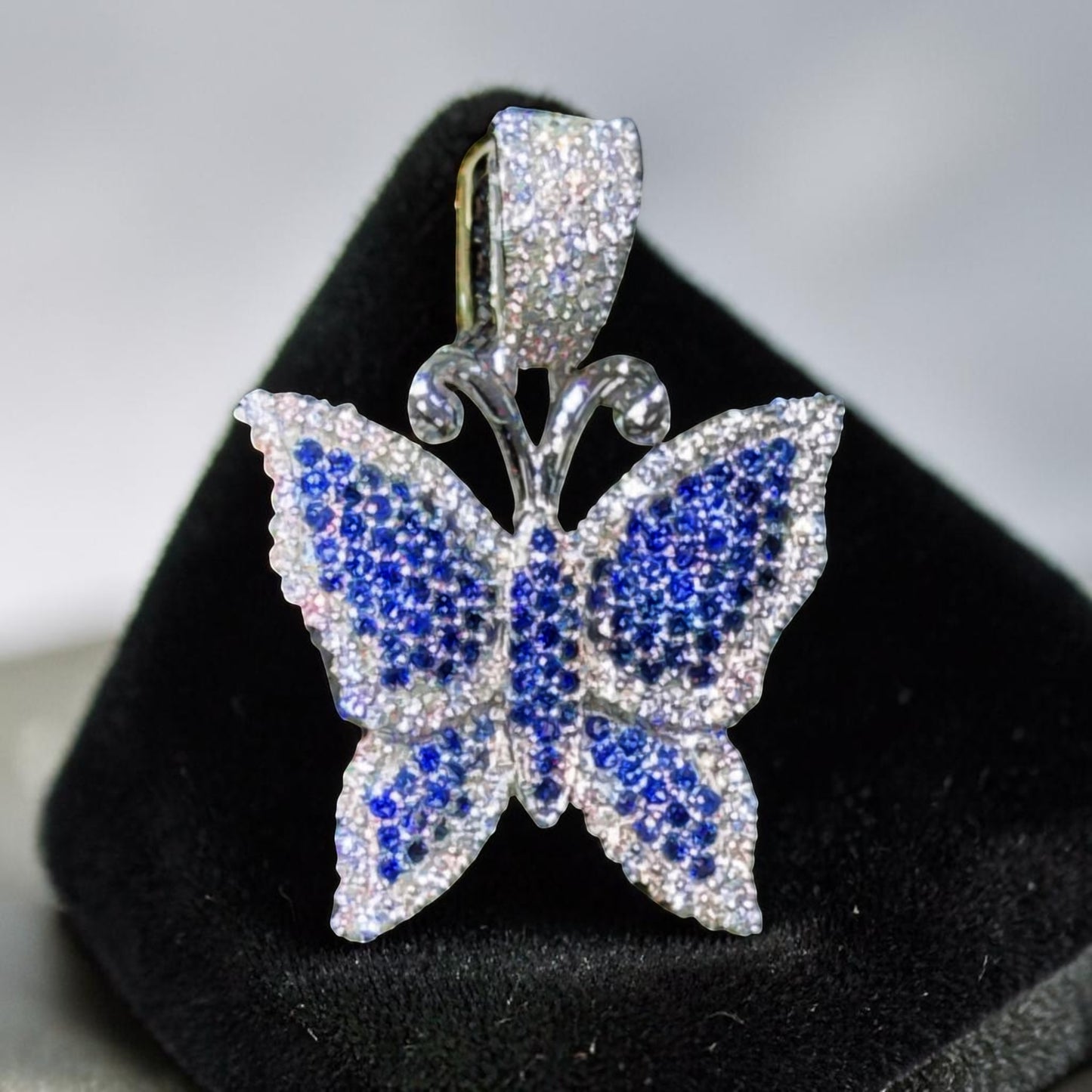 14K Gold Diamond & Gemstone Butterfly Pendant – Purple, Pink & Blue Options