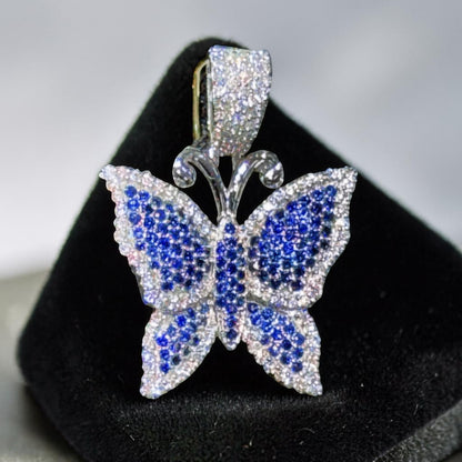 14K Gold Diamond & Gemstone Butterfly Pendant – Purple, Pink & Blue Options