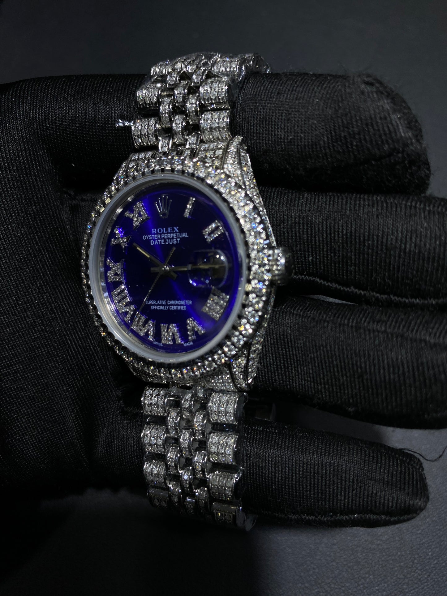 Rolex Diamond Datejust Watch – Fully Iced Bracelet & Bezel (Multiple Dial Options)