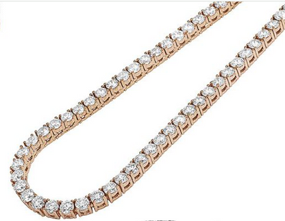 25 Pointer Natural Diamond Tennis Chain Necklace 10K 16"-24"