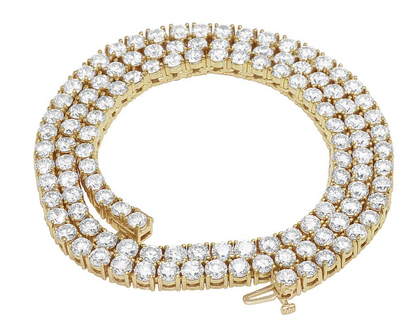 25 Pointer Natural Diamond Tennis Chain Necklace 10K 16"-24"
