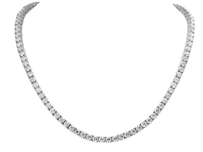 25 Pointer Natural Diamond Tennis Chain Necklace 10K 16"-24"