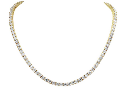 25 Pointer Natural Diamond Tennis Chain Necklace 10K 16"-24"