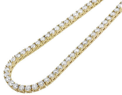25 Pointer Natural Diamond Tennis Chain Necklace 10K 16"-24"