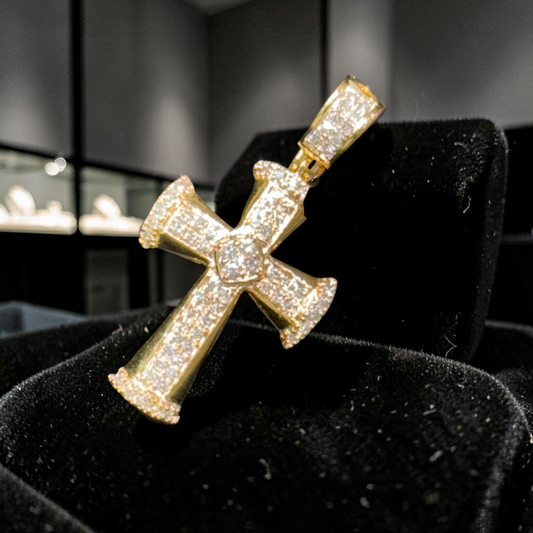 10K Yellow Gold Diamond Cross Pendant – 1.02 CT