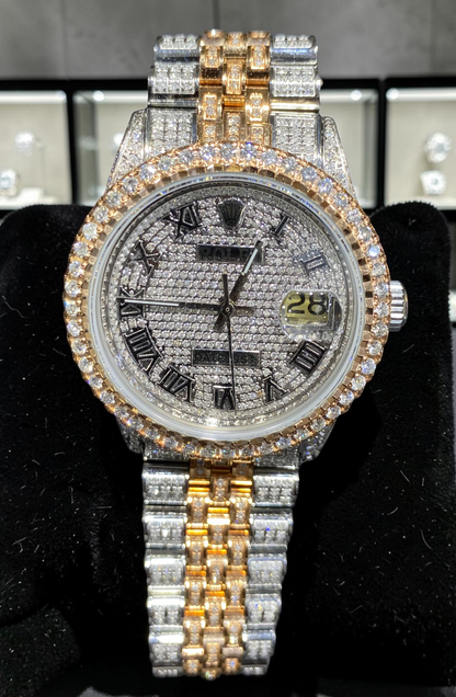 36MM Rolex Datejust Rose Two-Tone Jubilee – Custom Diamond Dial & Bezel | Certified & Inspected