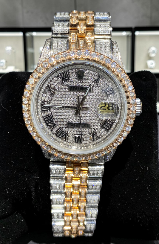 36MM Rolex Datejust Rose Two-Tone Jubilee – Custom Diamond Dial & Bezel | Certified & Inspected
