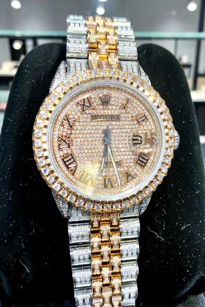 Custom Iced Rolex Datejust 36mm Two-Tone Jubilee Bracelet – Diamond Bezel & Dial | Luxury Watch