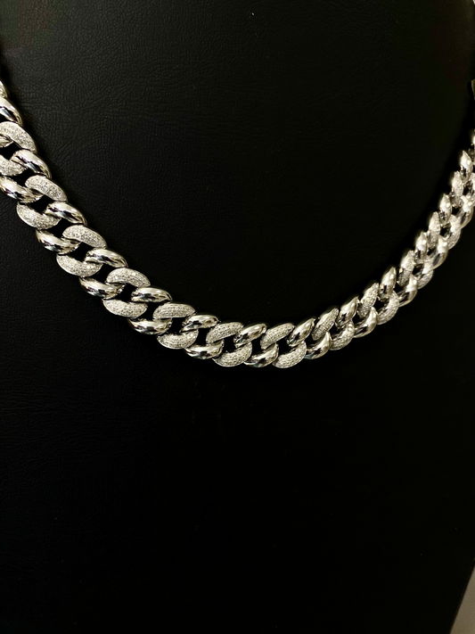 10K White Gold Diamond Cuban Link Chain – 22 Inch – 123.60 Grams