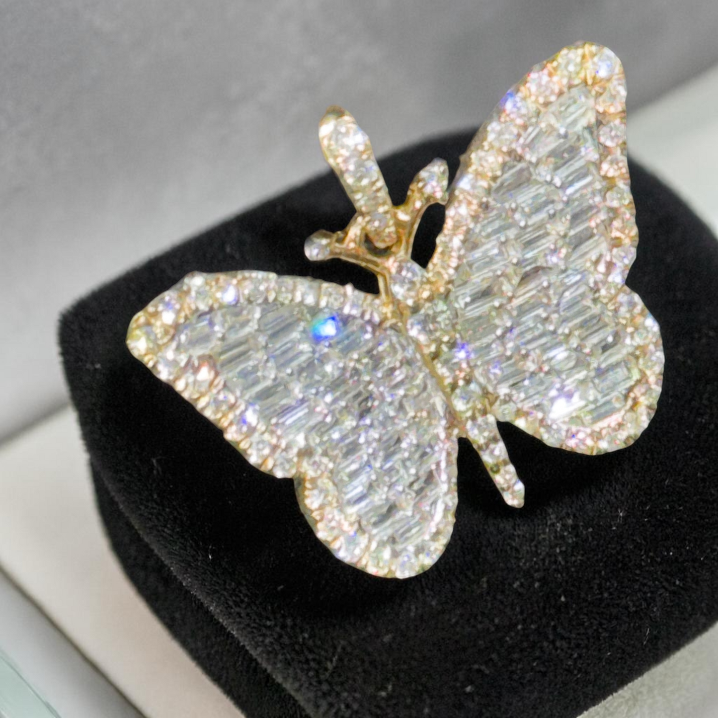 14K Gold Diamond Butterfly Pendant – Yellow Gold & White Gold Options