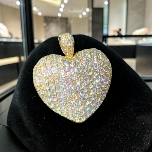 10K Rose & Yellow Gold .80” Bubble Heart Pendant with 1.70 CT Natural Round Diamonds & Openable Gallery Design