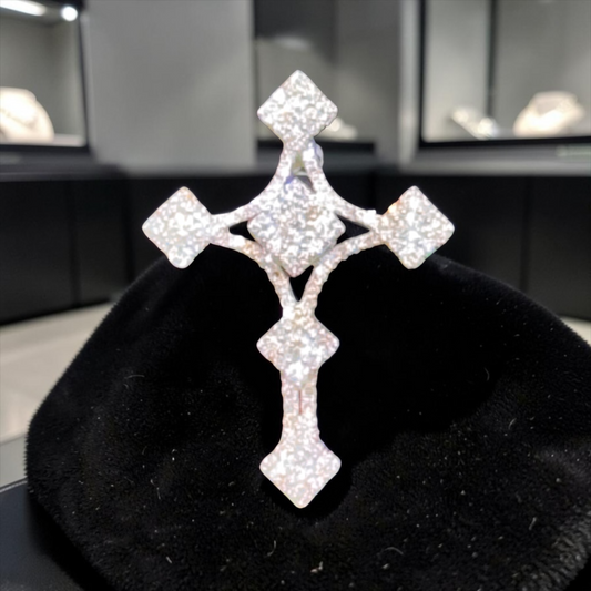 14K Gold Diamond Cross Pendant – Iced-Out Luxury Design