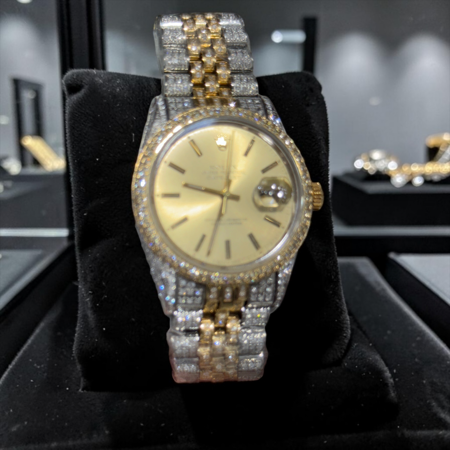Rolex Datejust Two-Tone Gold & Steel Iced Out – Full Set with Box & Card