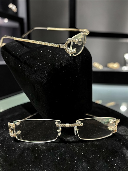 White or Gold Cartier Rimless Wire Frames with 8.7g Gold & 5.49CT VS Diamonds