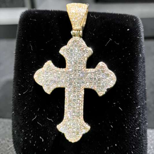 14K Yellow Gold Diamond Cross Pendant – 2.45 CT