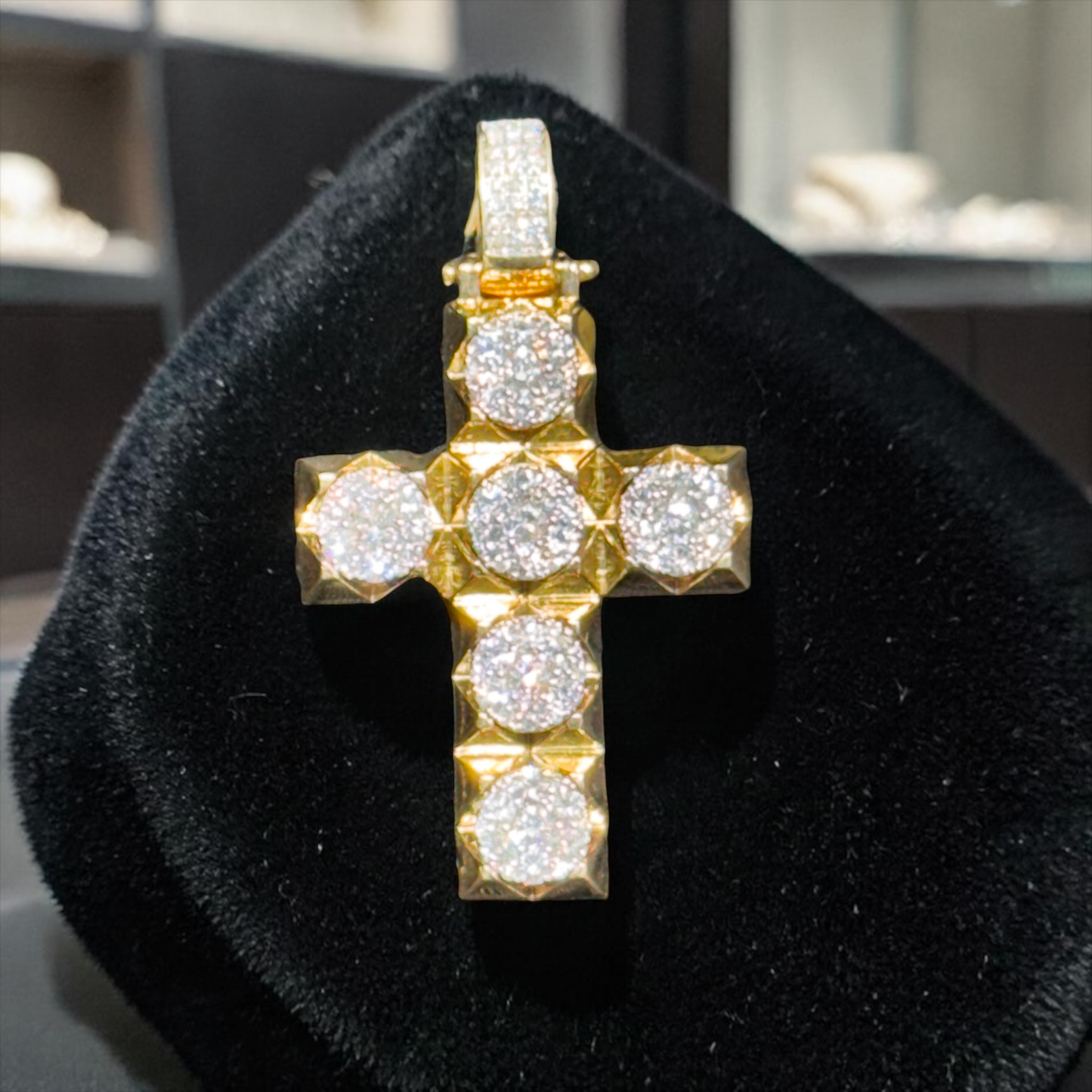 10K Yellow Gold Diamond Cross Pendant – 3.07 CT