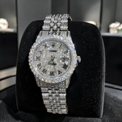 Rolex Datejust 36MM Fully Iced Out – Custom Diamonds on Dial, Bezel & Bracelet – Full Set