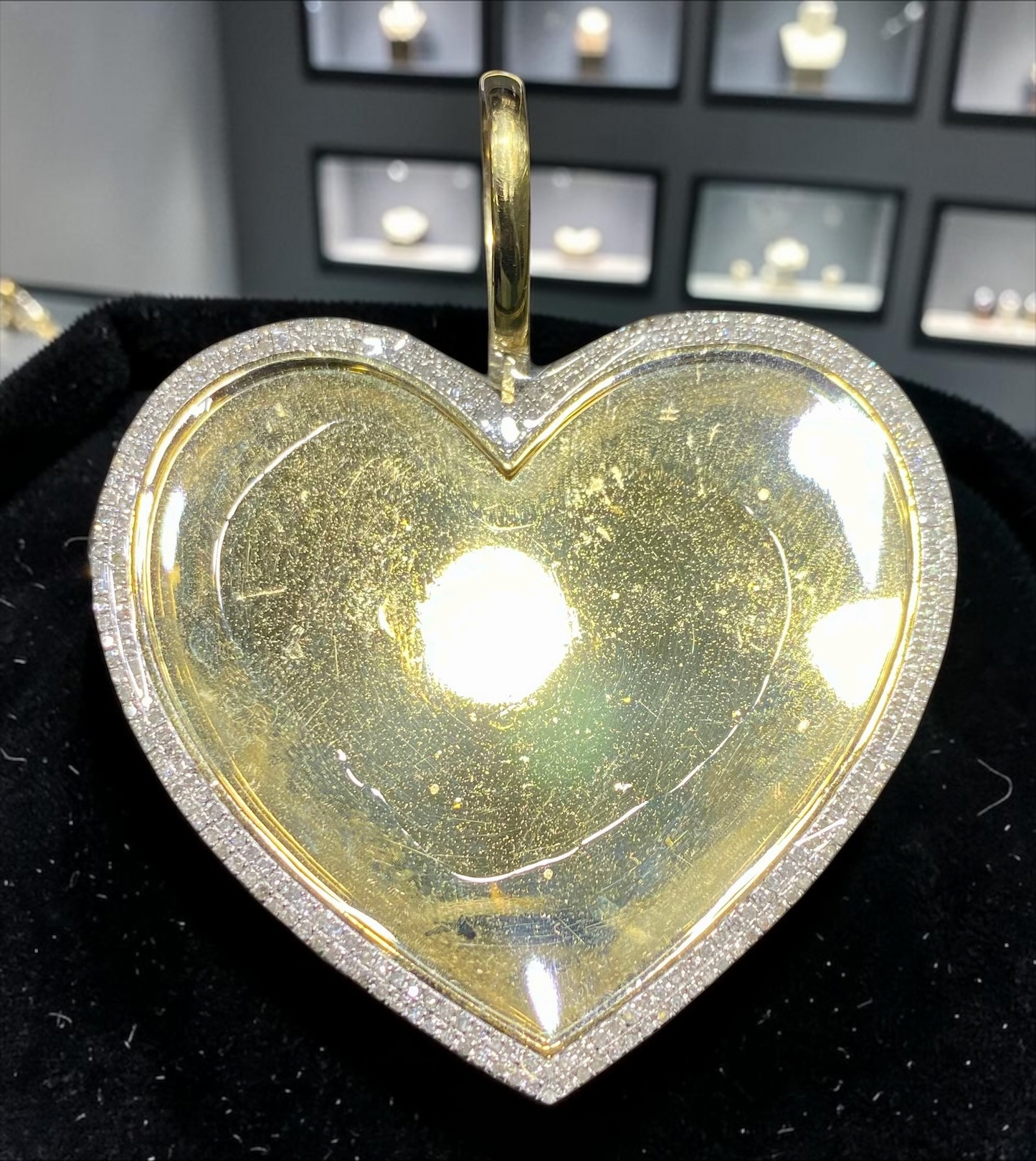10K Yellow Gold Heart Memory Pendant with Diamond Bezel – Custom Photo Insert Keepsake