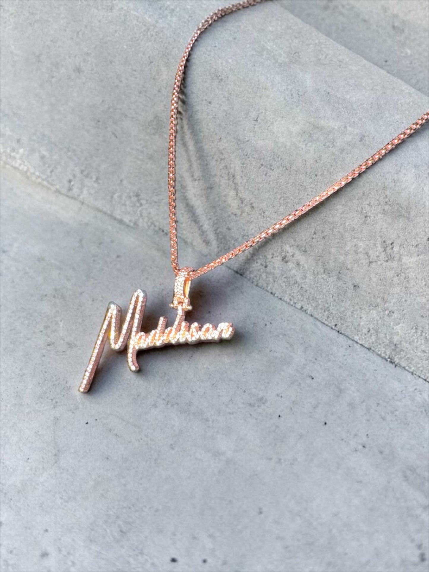 Natural Diamond & Gold Name Pendant