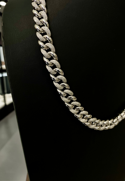 10K White Gold Diamond Cuban Link Chain – 22 Inch – 123.60 Grams