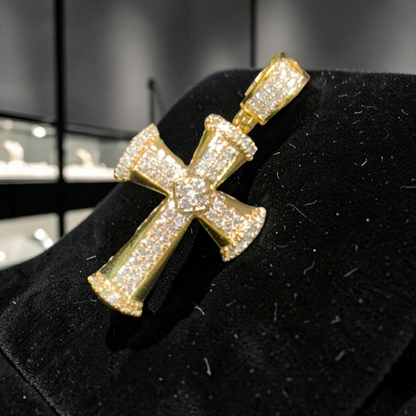 10K Yellow Gold Diamond Cross Pendant – 1.02 CT