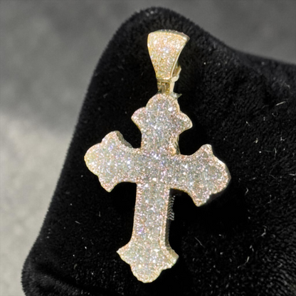 14K Yellow Gold Diamond Cross Pendant – 2.45 CT