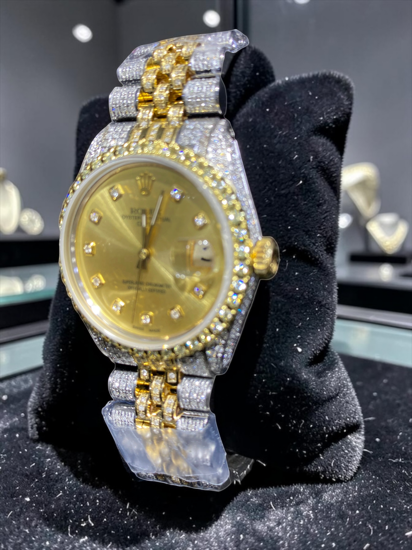 Rolex Datejust 36mm – Champagne DiamondDial Fully Iced Out Two Tone