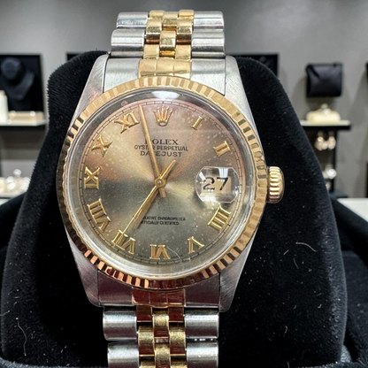 Rolex 36MM Datejust Two-Tone Steel & Yellow Gold – Roman Numeral Dial | Vintage Automatic Watch