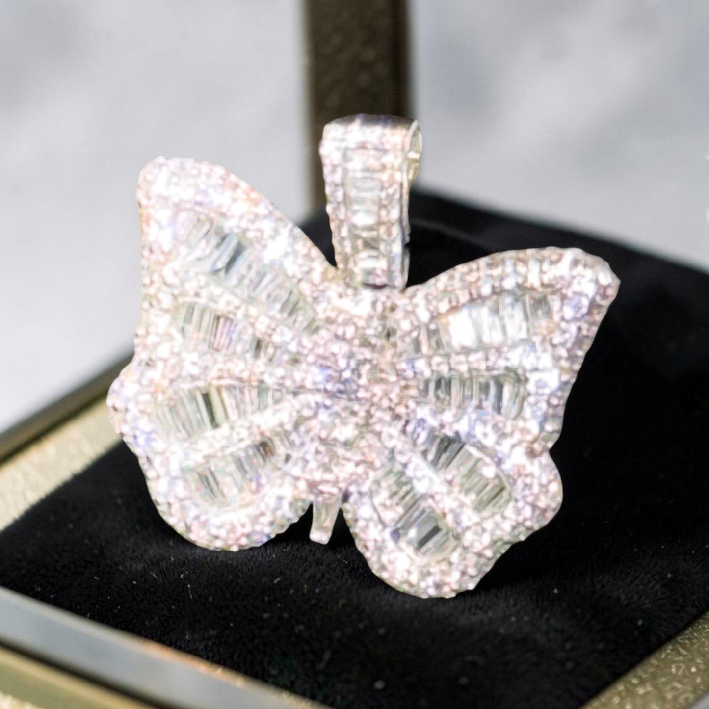 14K Yellow Gold Diamond Butterfly Pendant – 2.15 CT