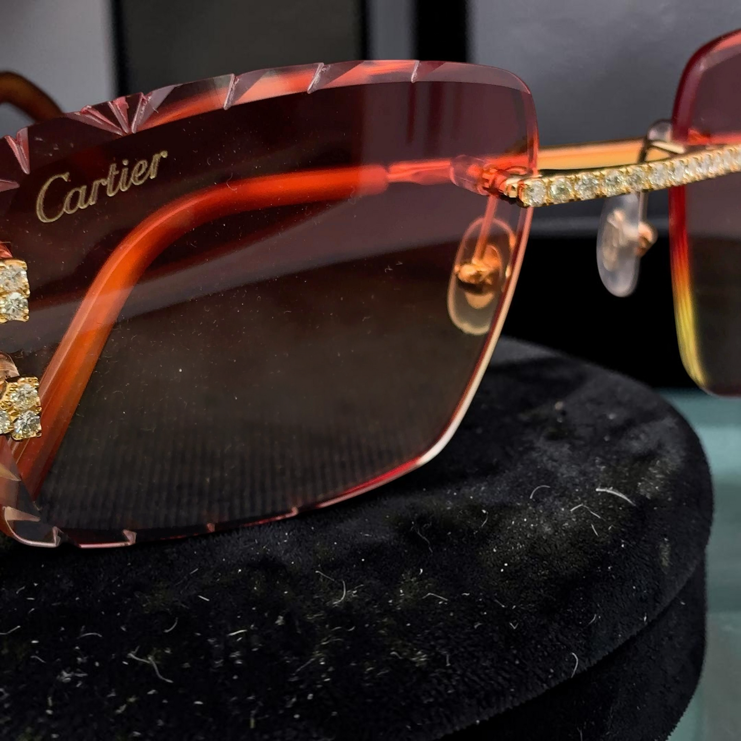 White or Gold Cartier Rimless Wire Frames with 8.7g Gold & 5.49CT VS Diamonds