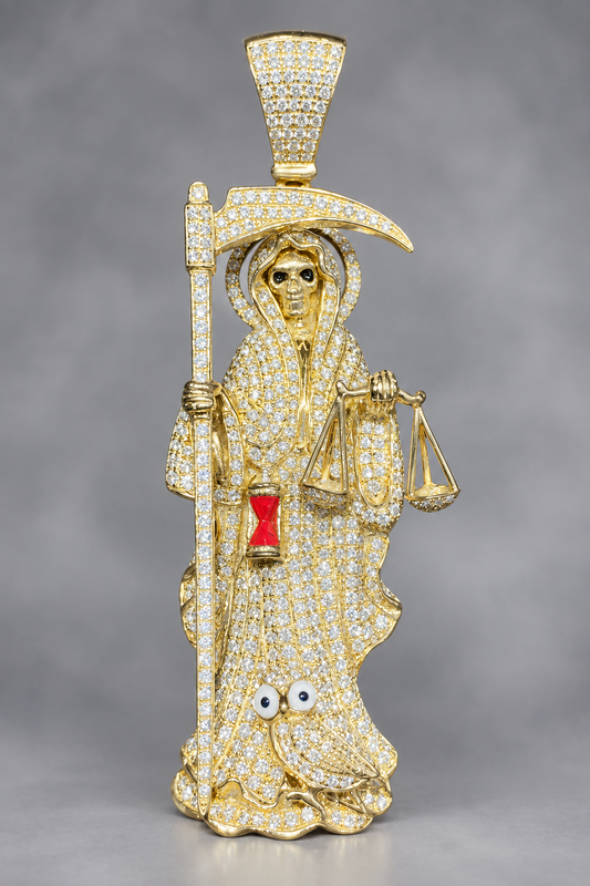 Natural Diamond Grim Reaper Pendant – Yellow Gold