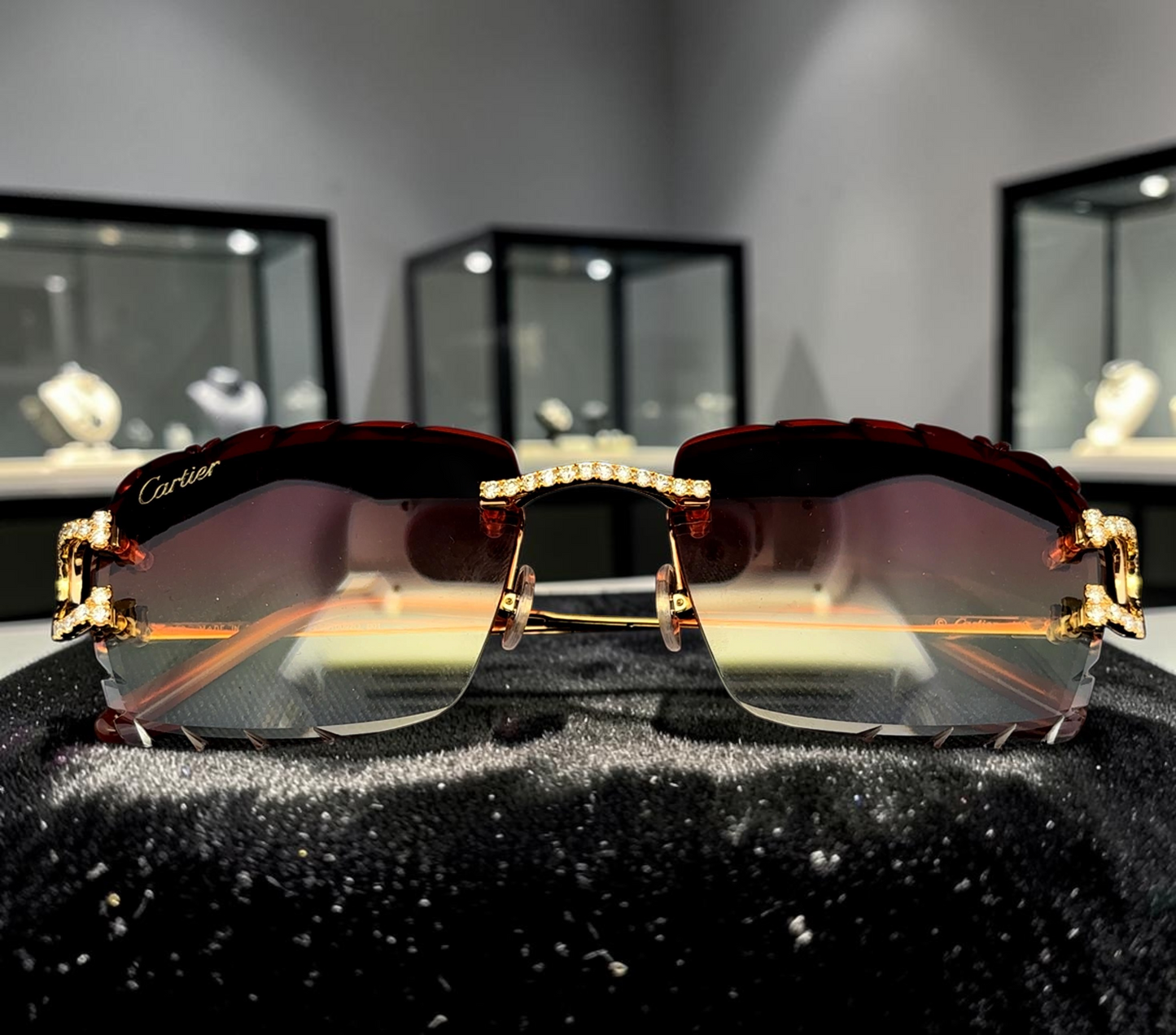 White or Gold Cartier Rimless Wire Frames with 8.7g Gold & 5.49CT VS Diamonds