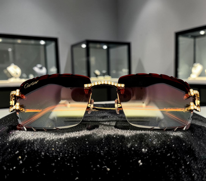 White or Gold Cartier Rimless Wire Frames with 8.7g Gold & 5.49CT VS Diamonds