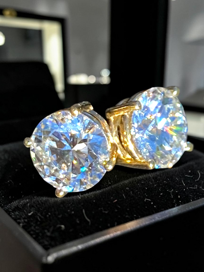 14K Yellow Gold VS2 4.09 Carat Certified Lab Diamonds Stud Earrings