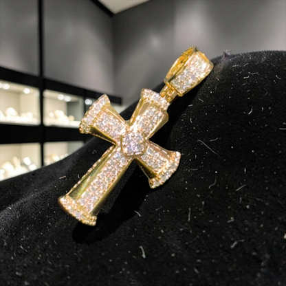 10K Yellow Gold Diamond Cross Pendant – 1.02 CT
