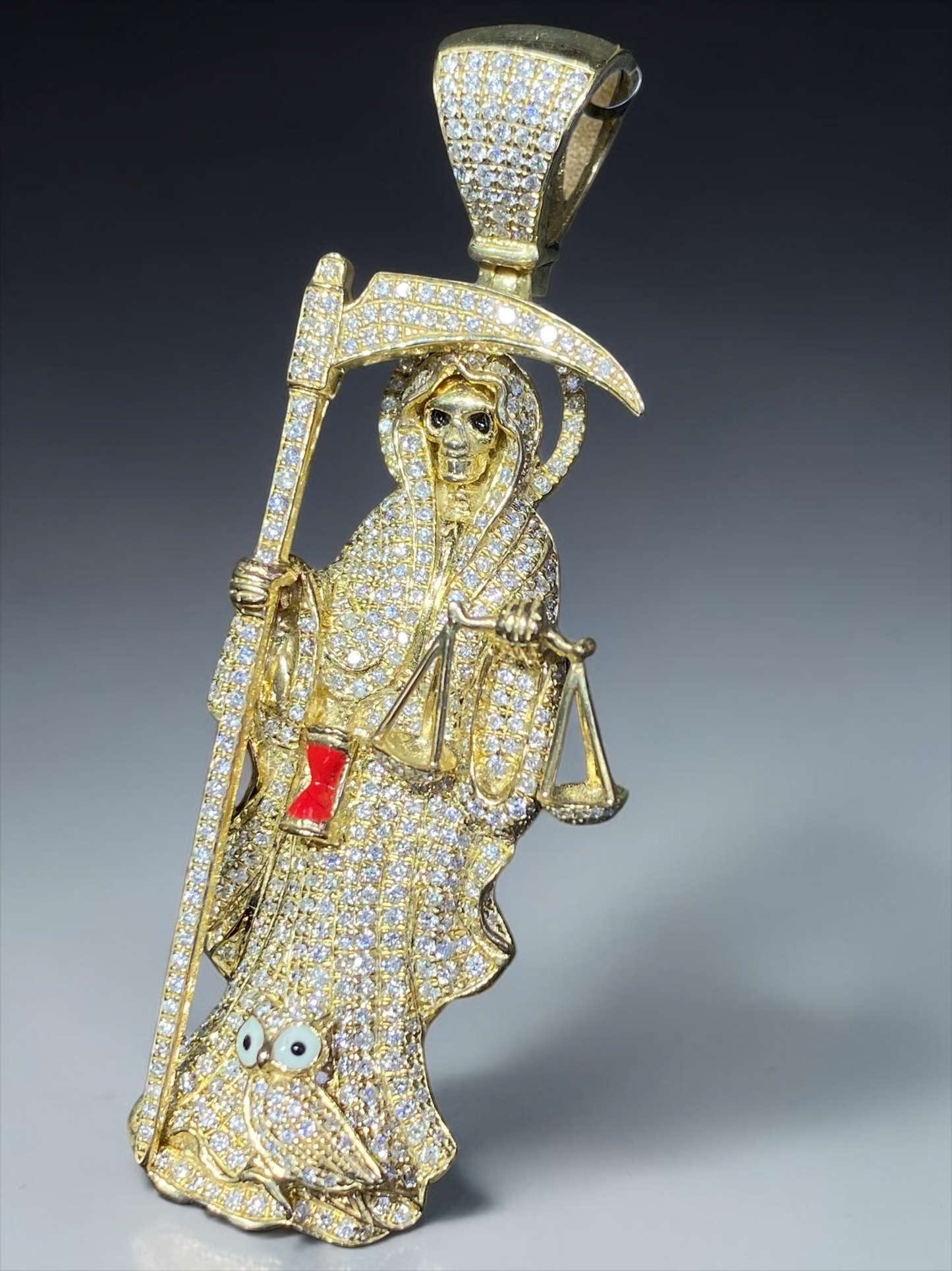 Diamond Grim Reaper Pendant – Approx. 2.35 CTW – Yellow Gold – Iced Out Bail