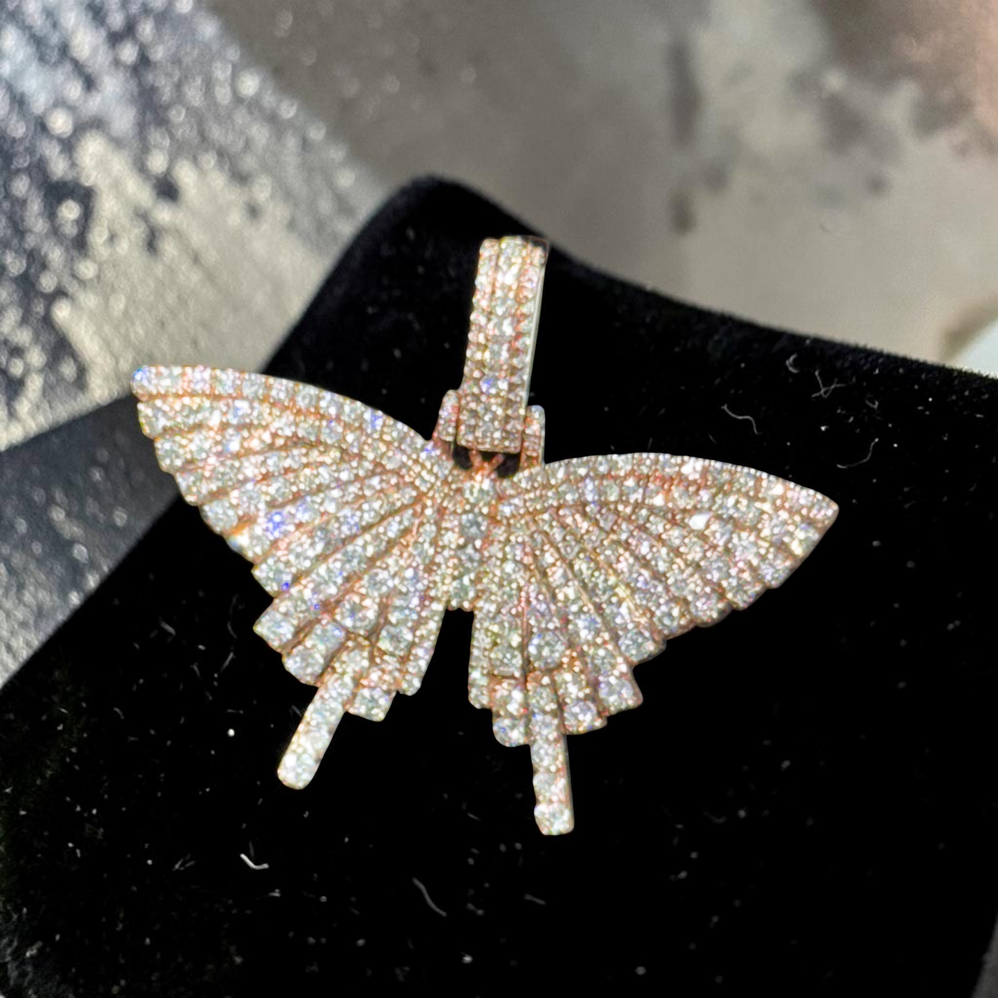 14K Yellow or Rose Gold Diamond Butterfly Pendant – 1.95-2.00 CT