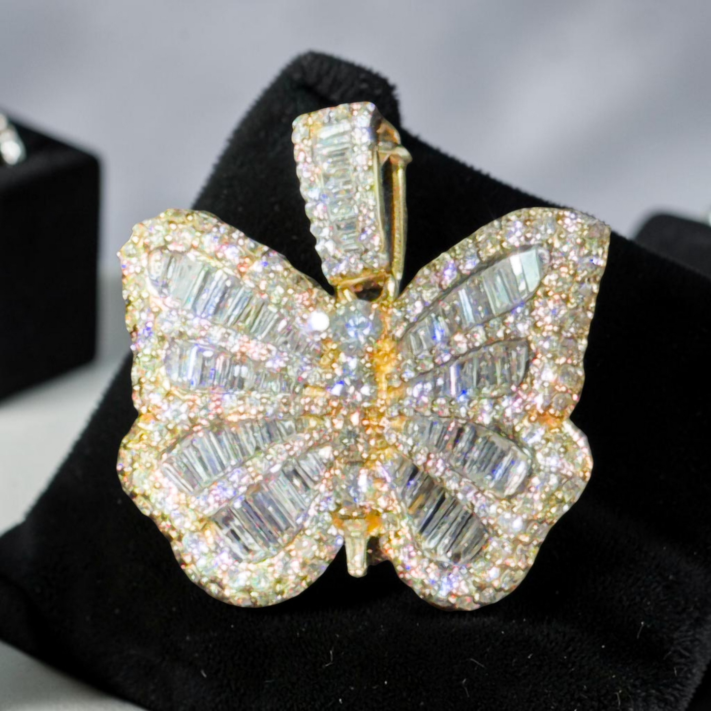 14K Yellow Gold Diamond Butterfly Pendant – 2.15 CT