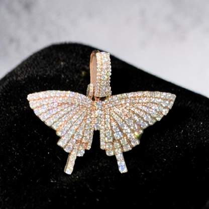 14K Yellow or Rose Gold Diamond Butterfly Pendant – 1.95-2.00 CT