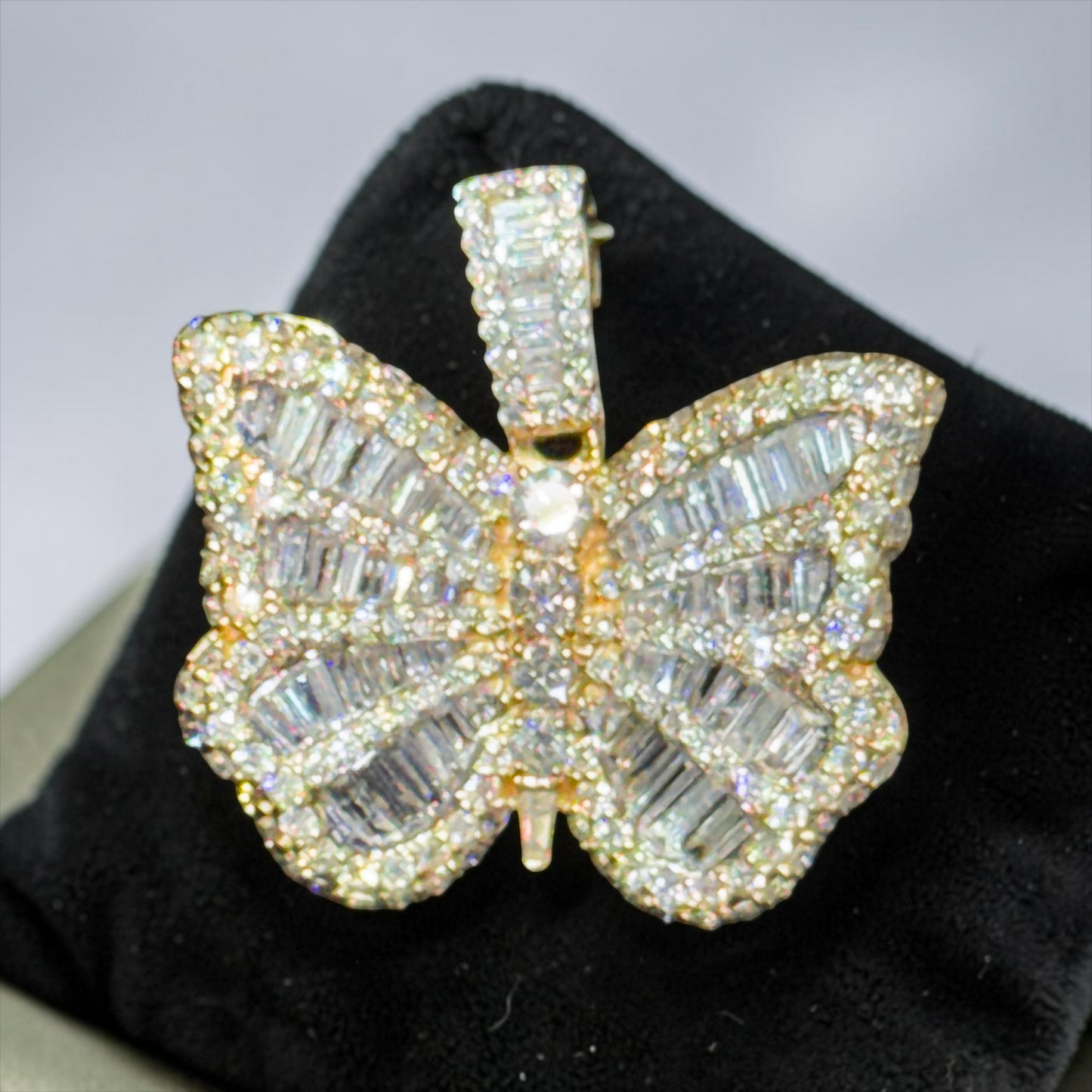 14K Yellow Gold Diamond Butterfly Pendant – 2.15 CT