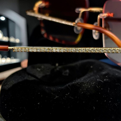 White or Gold Cartier Rimless Wire Frames with 8.7g Gold & 5.49CT VS Diamonds